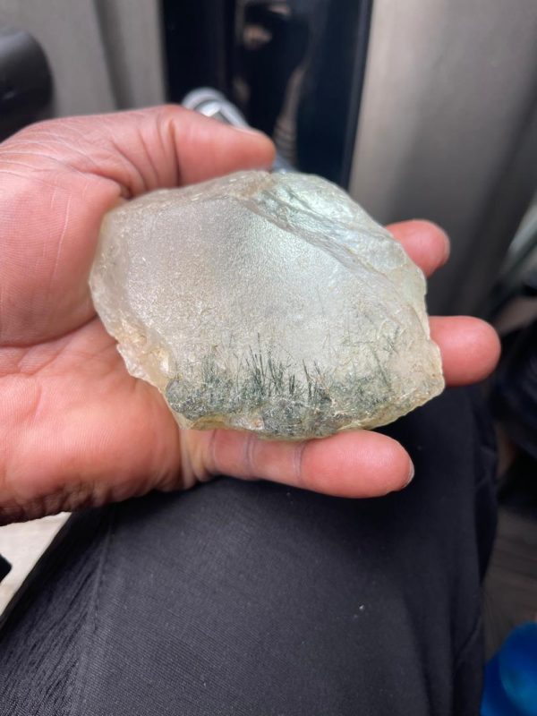 Green Rutile Quartz – Actinolite Inclusions in Clear Quartz
